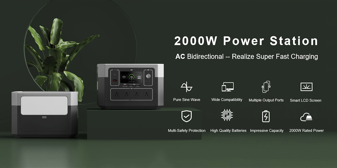 2000W High Capacity Solar Generator For Multi Way Charging