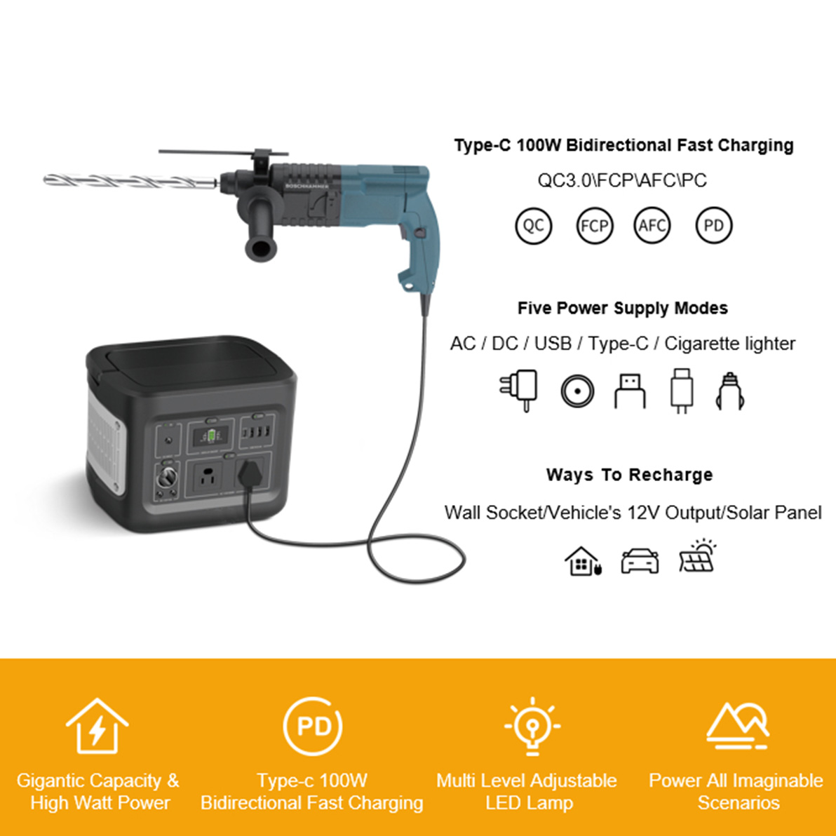 400W Maintenance Free Solar Generator ສໍາລັບການສາກໄຟ